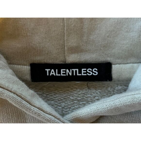 TALENTLESS Cream 100% Cotton Pullover Sweatshirt Hoodie Top  Mens Size Medium - Picture 4 of 10
